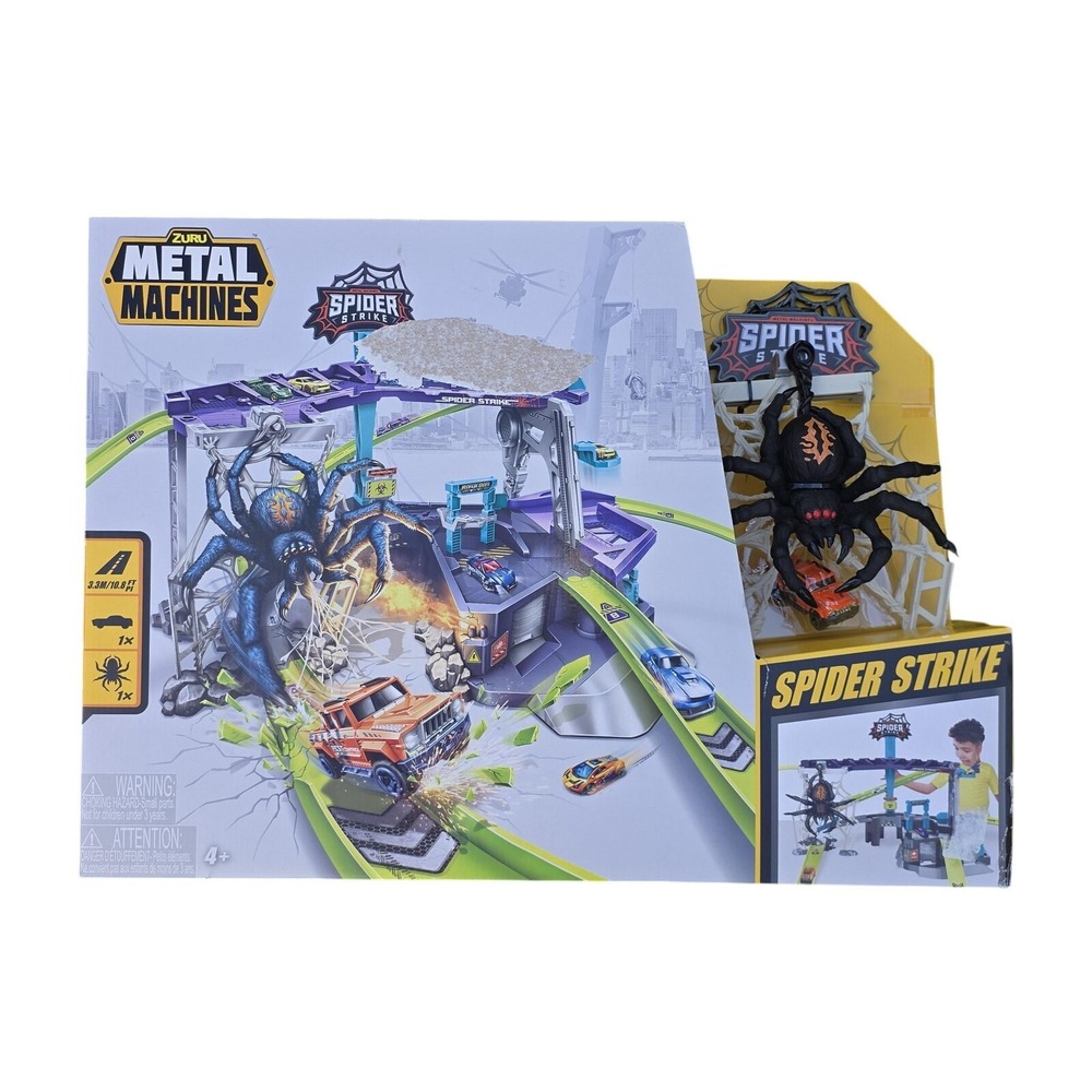 ZURU Metal Machines Spider Strike Car Track Playset Toy Set Multi Color 4+ New